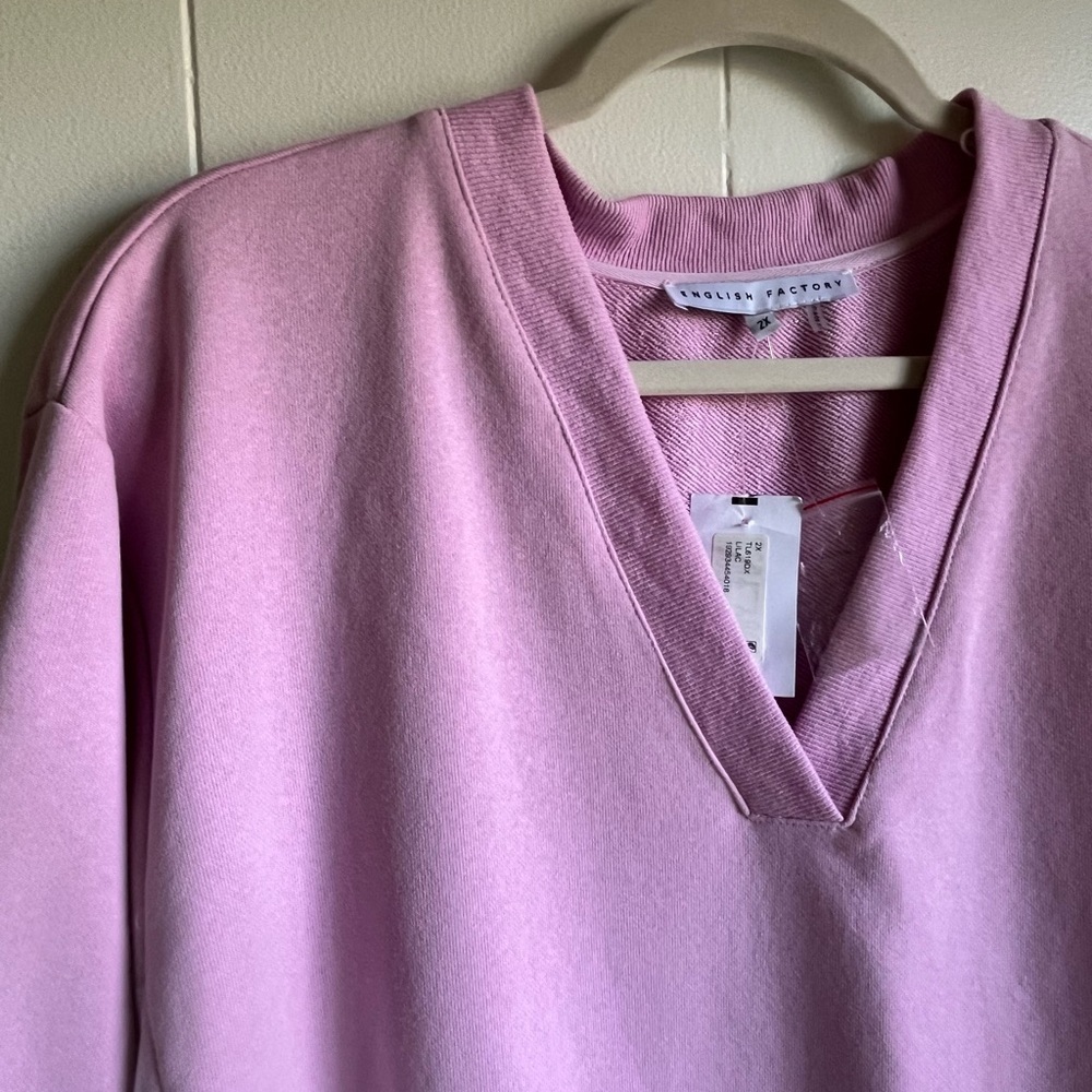 NWT English Factory Women’s Cotton Preppy Resort Pink Sweatshirt Dress Sz 2X - Picture 8 of 16